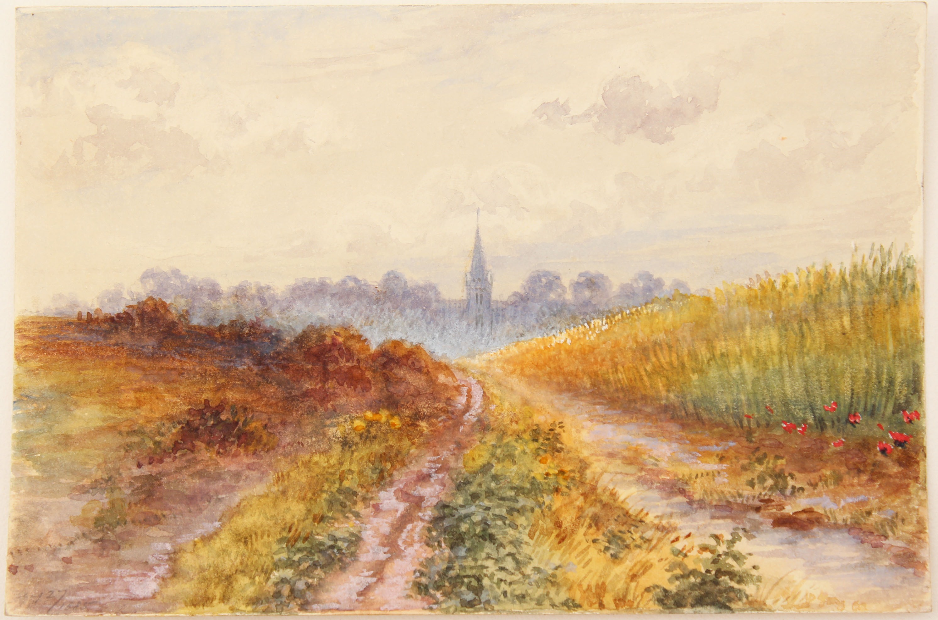 2985x1972 19th Century Victorian Watercolour Landscape Painting Brimpton