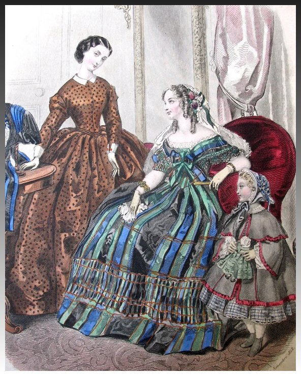 592x740 Antique French Victorian Print Engraving With Watercolor Lady