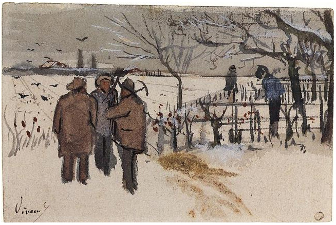 654x437 Miners In The Snow Winter By Vincent Van Gogh