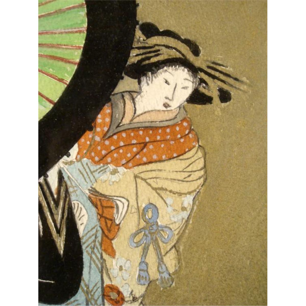 1200x1200 Original Japanese Watercolor Painting Vintage Framed