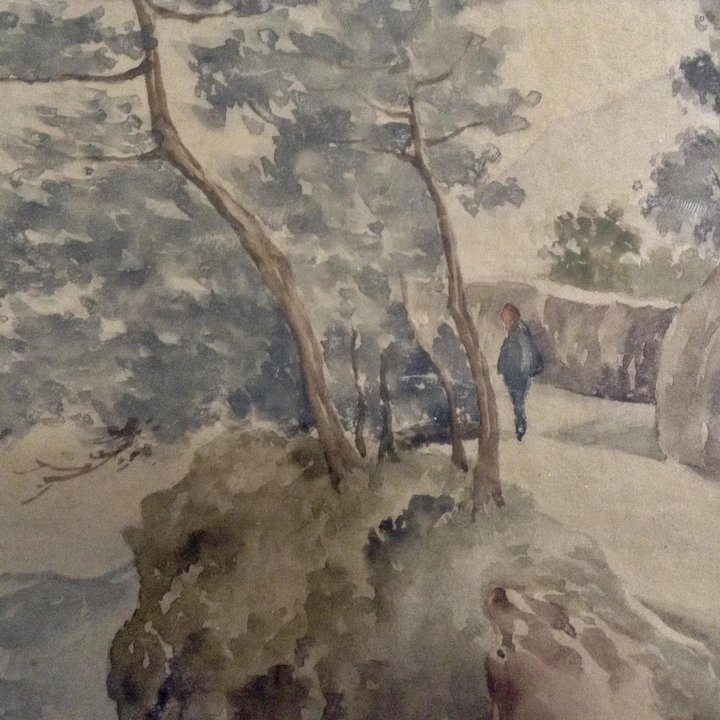 720x720 Vintage Japanese Watercolor Painting View Of Fisherman In The