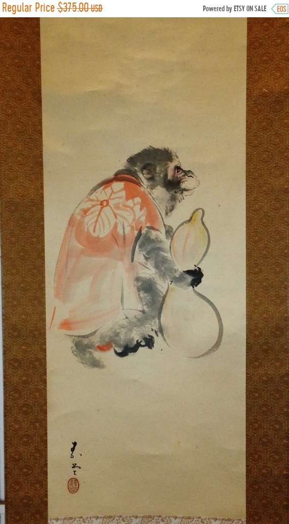 570x1031 Vintage Japanese Watercolor Painting Scroll Fine Painted On Etsy