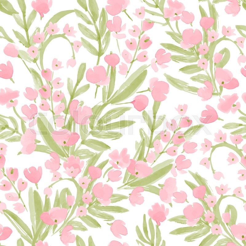 800x800 Vintage Watercolor Wallpaper Of Hand Drawn Flowers And Leaf