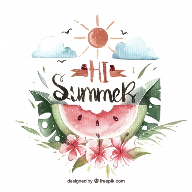 626x626 Vintage Watercolor Watermelon Summer Background With Floral