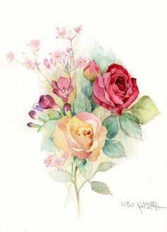 236x328 Vintage Watercolor Flowers