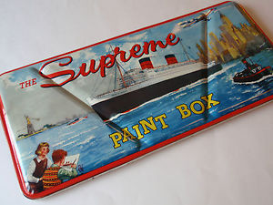 300x225 Vintage Tin Litho Supreme Paint Box Watercolor New York Harbor