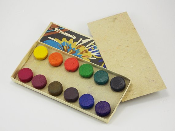 570x428 Vintage Watercolor Paints Art Supplies New Old Watercolor Box Etsy