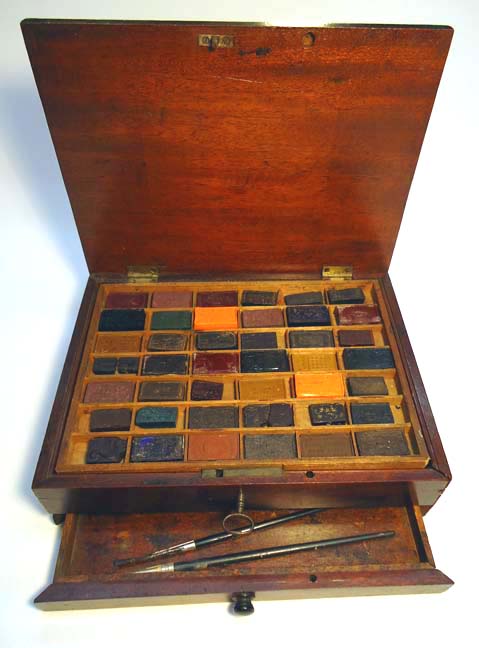 479x648 Antique Artists Watercolor Paint Box C. 1850s