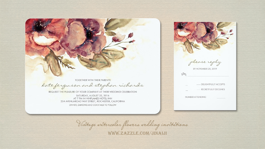 900x507 Read More Vintage Wedding Invitation With Watercolor Flowers