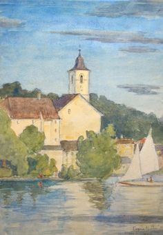 236x341 Signed Watercolor Of The Sacre Coeur Paris Vintage Watercolor