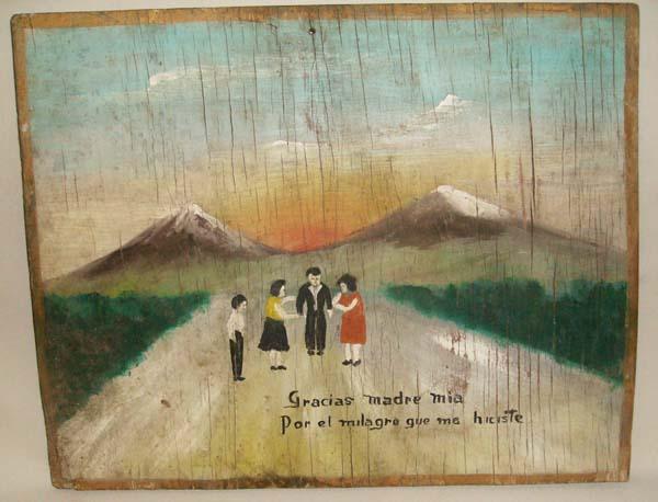 600x458 Vintage Mexican Ex Voto Painting On Tin