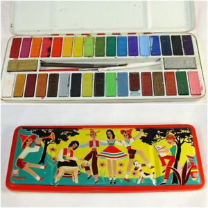 300x300 Vintage Watercolor Paint Tin Angora Cat 36 Color Box Germany Frg