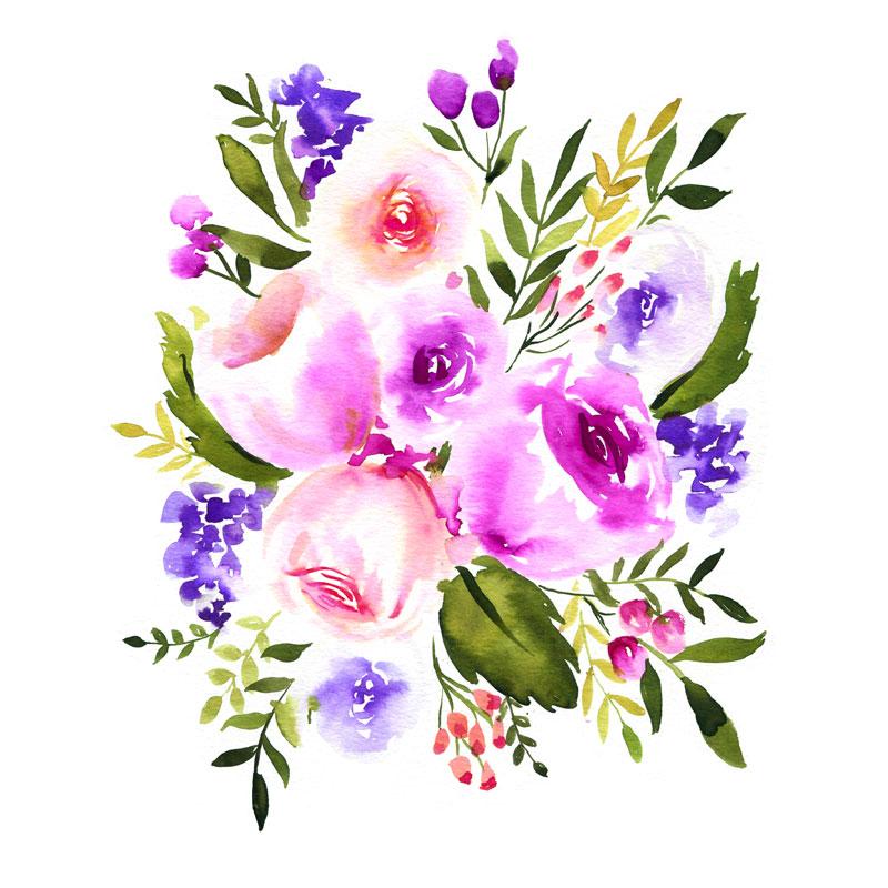 800x800 All The Purple Flowers Watercolor Paint Kit