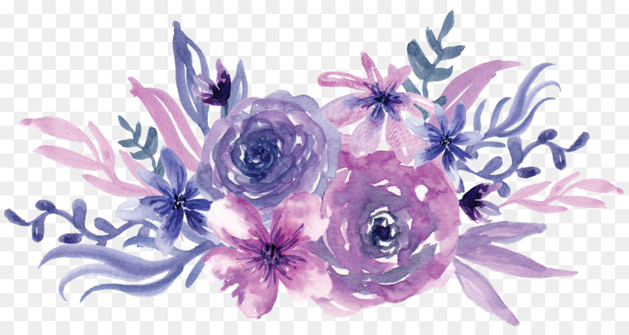 900x480 Watercolor Painting Flower Purple