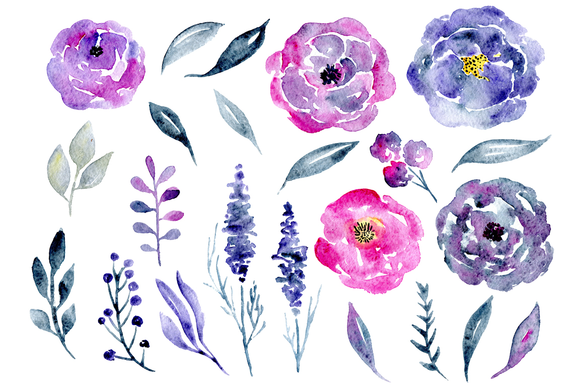 1160x772 Watercolor Violet And Purple Flowers Png By Watercolorflowers