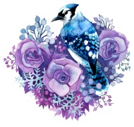 190x180 Blue Jay And Violet Flowers Watercolor By Xkids Spreadshirt