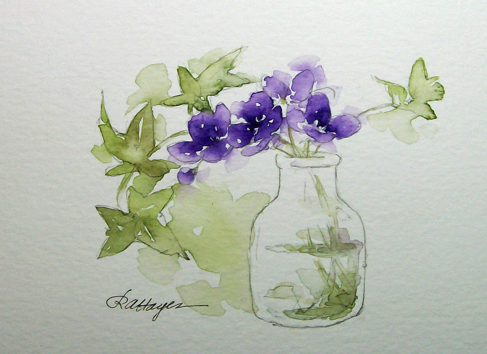 1566x1140 Watercolor Paintings By Roseann Hayes Violets And Ivy Watercolor
