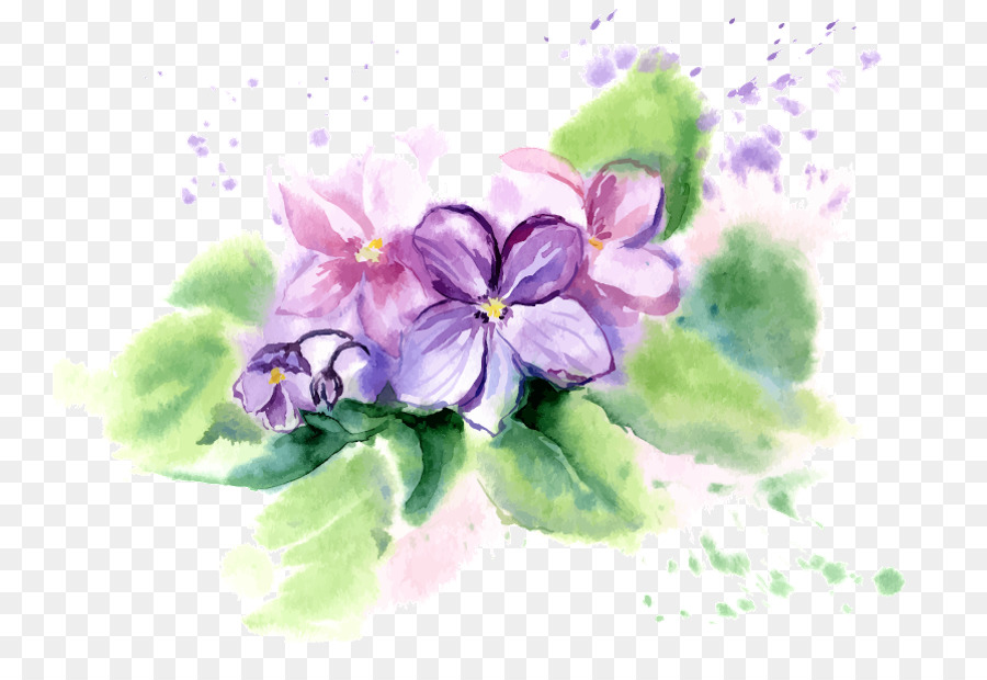 900x620 African Violets Flower Watercolor Painting