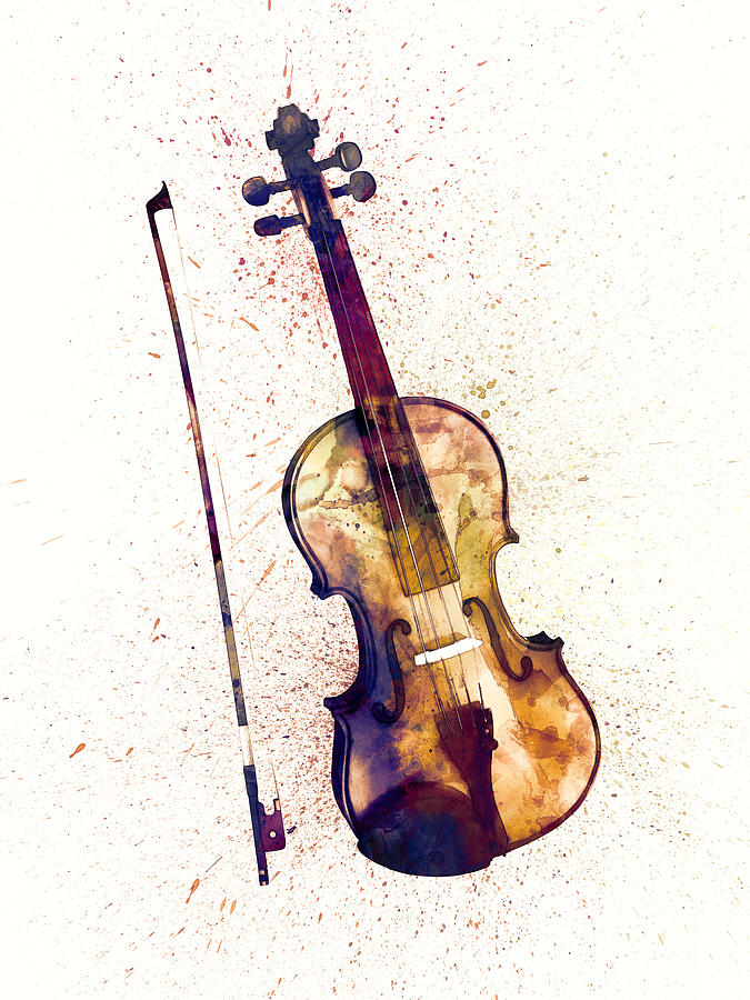 675x900 Violin Abstract Watercolor Digital Art By Michael Tompsett