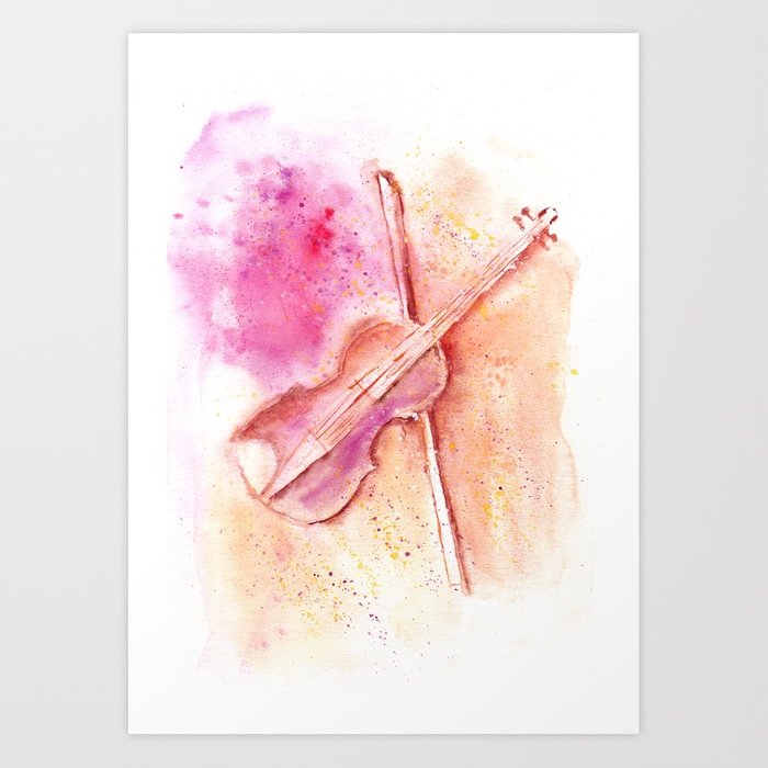 700x700 Violin Watercolor Art Print By Aquarellesdemariastore Society6