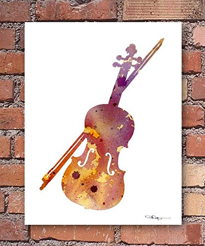 416x500 Violin Watercolor Art Print By Artist Dj Rogers