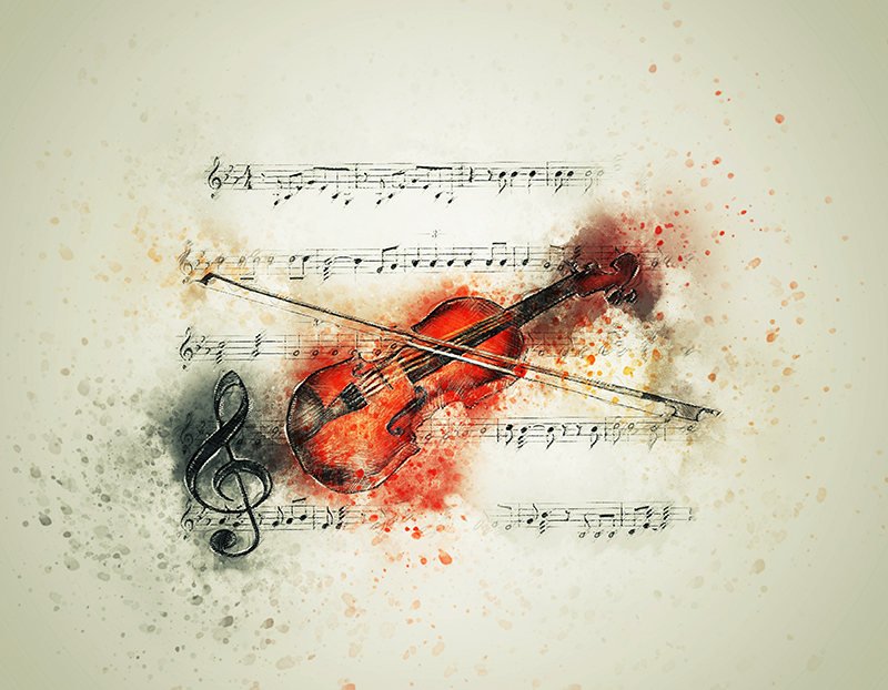 800x622 Violin Watercolor Art Print