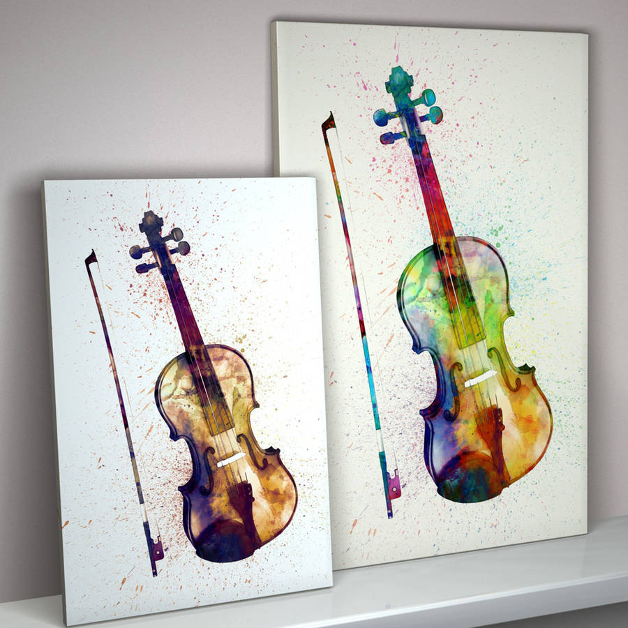 900x900 Violin Watercolour Abstract Art Print By Artpause