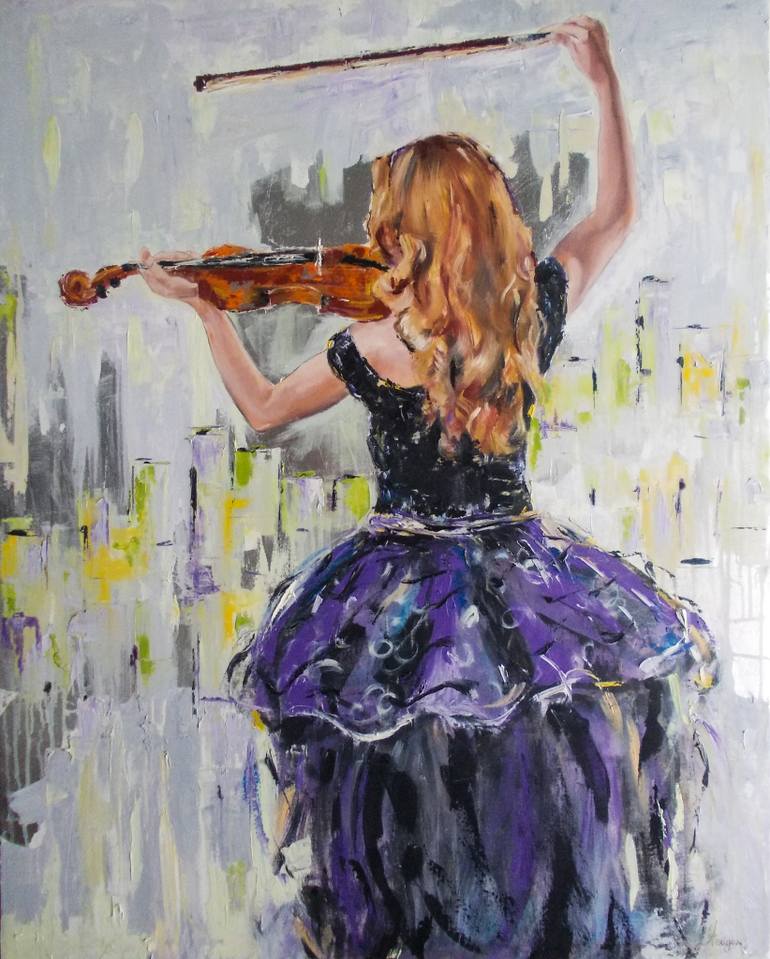 770x959 Violinist Painting By Antigoni Tziora Saatchi Art