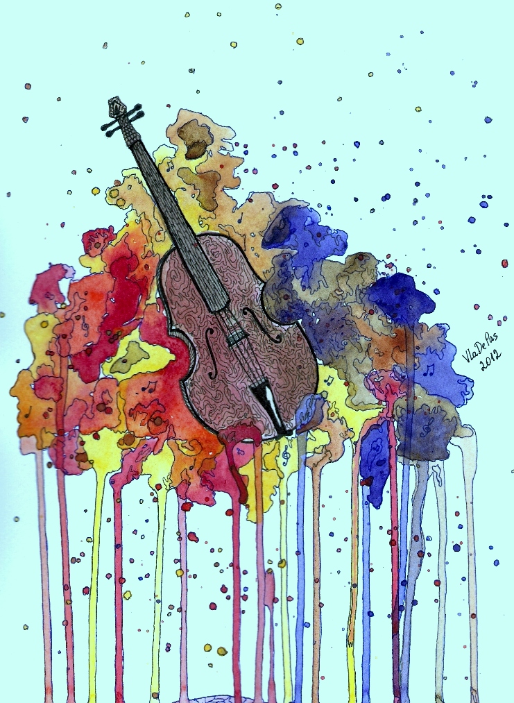 741x1013 Watercolor Violin By Vladepas