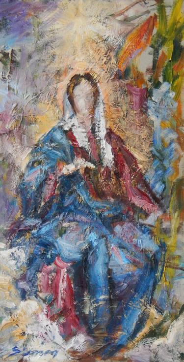 375x735 Virgin Mary Painting By Simon Saatchi Art