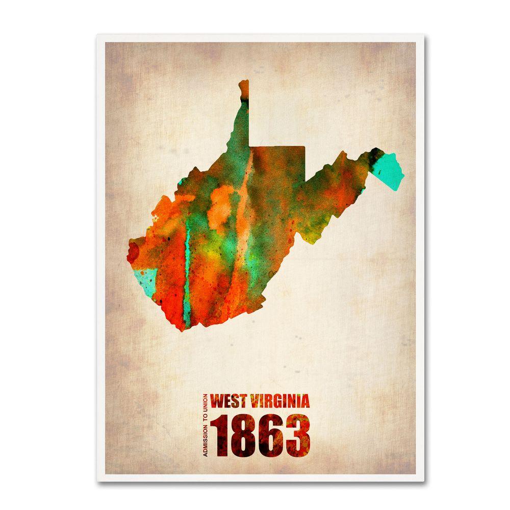 1000x1000 Trademark Fine Art 24 In. X 18 In. West Virginia Watercolor Map