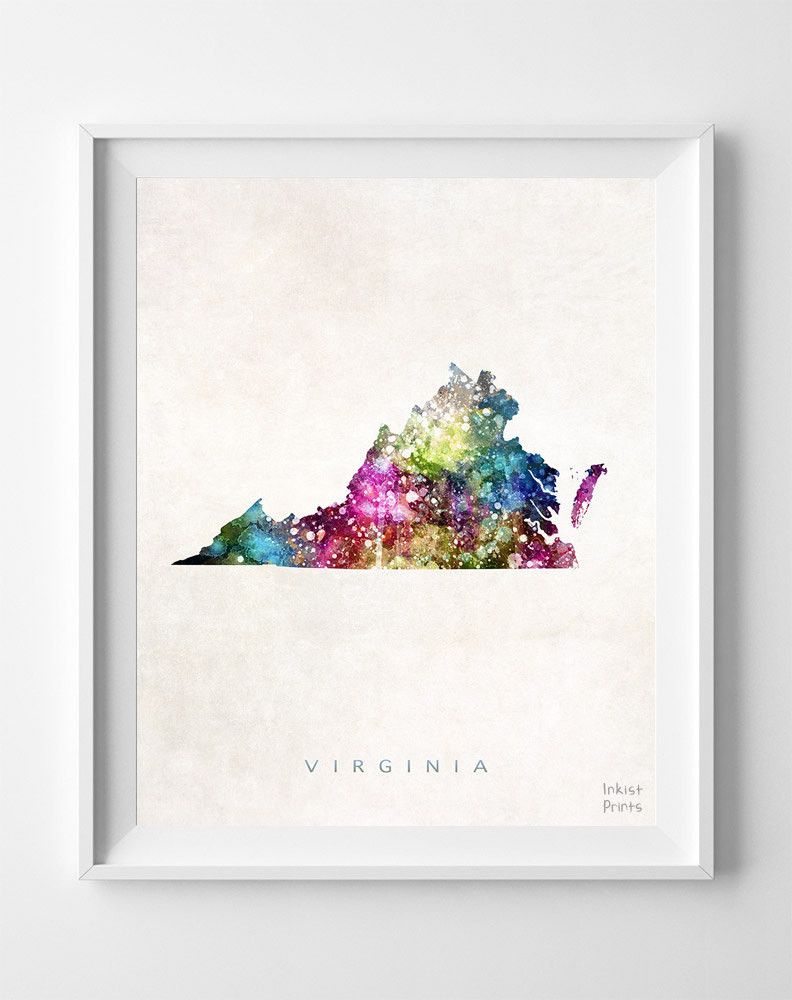 792x1000 Virginia Watercolor Map Print Watercolor Map