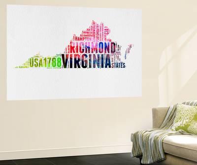 400x335 Virginia Watercolor Word Cloud Wall Mural By Naxart