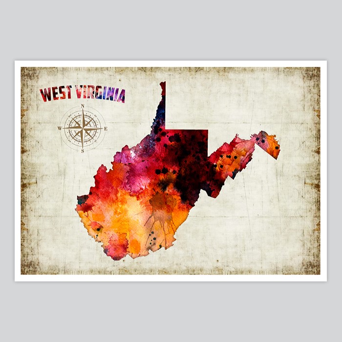 700x700 West Virginia Watercolor Print