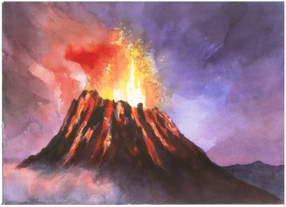 570x414 Hawaii Volcano Watercolor 10 X 14 Print Etsy