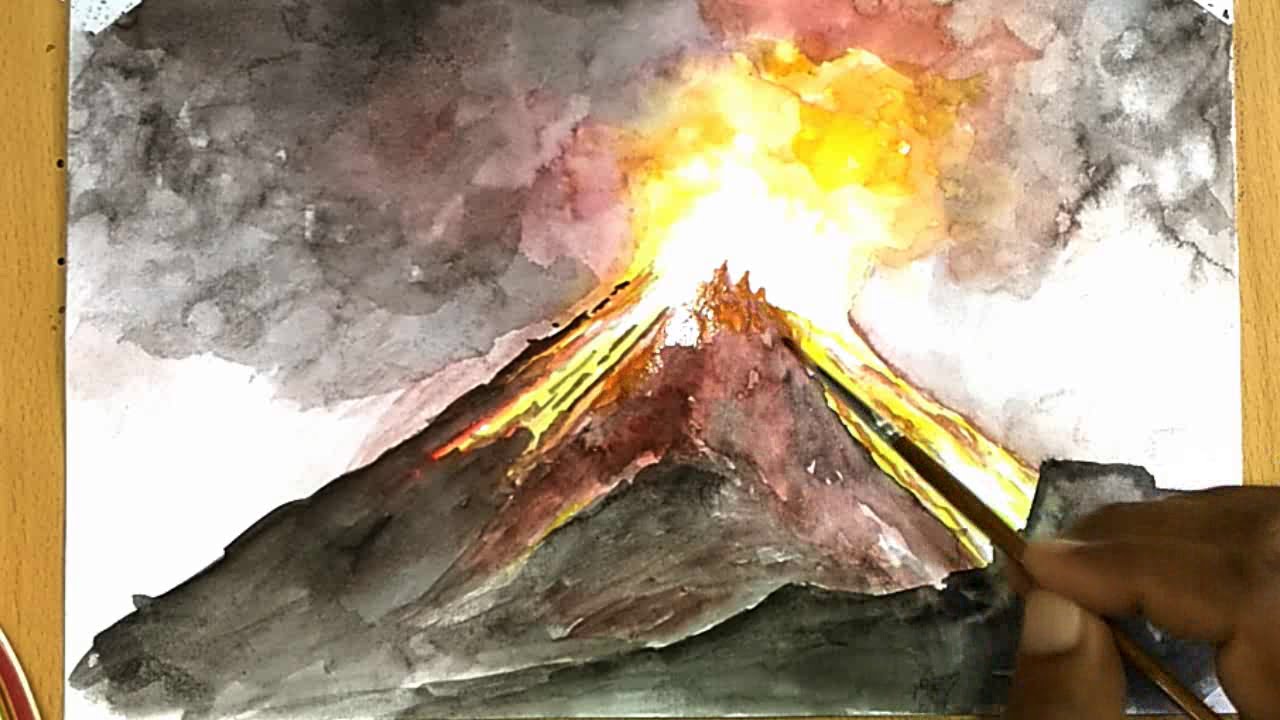 1280x720 How To Draw A Volcano (Painting)