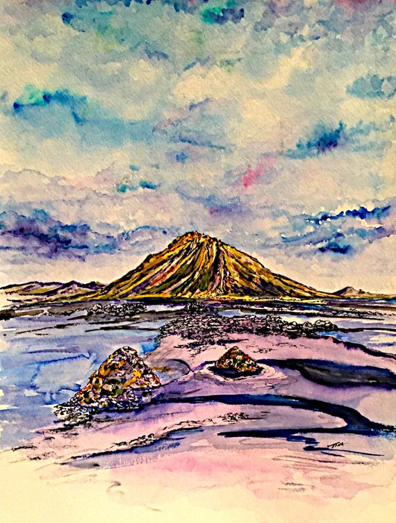 570x753 Mt. Maelifell Volcano Southern Iceland Original Watercolor Etsy