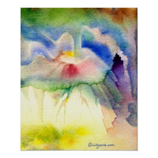 540x540 Rainbow Volcano Watercolor Poster