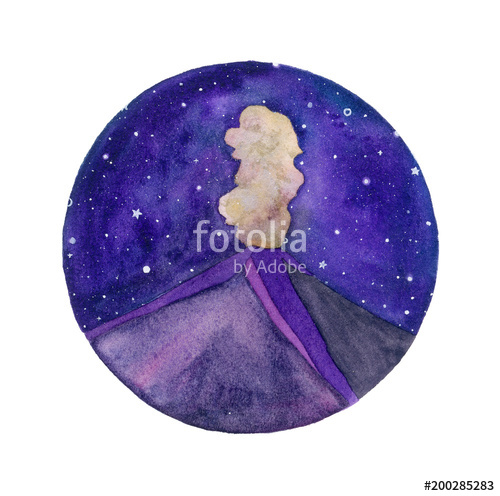 500x496 Volcano Watercolor Illustration Stock Photo And Royalty Free