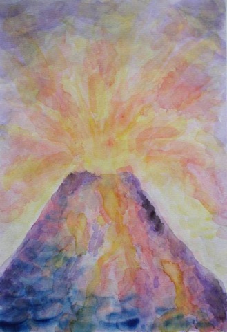 329x480 Watercolor Painting Of Volcano Waldorf Teachers Gallery
