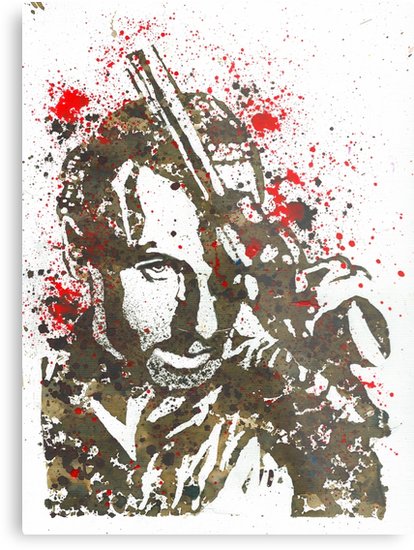414x550 Rick Grimes The Walking Dead Watercolor And Ink Metal Prints By