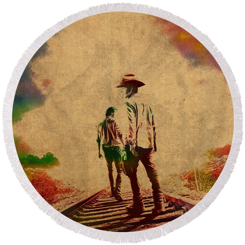 850x850 The Walking Dead Watercolor Portrait On Worn Distressed Canvas No