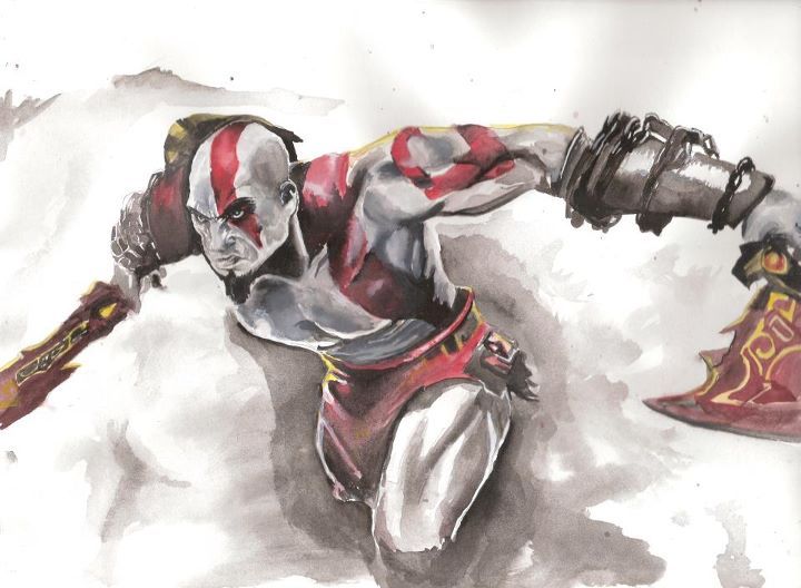 720x528 Watercolor War God Of War In Watercolor By Beautifulchaotic On