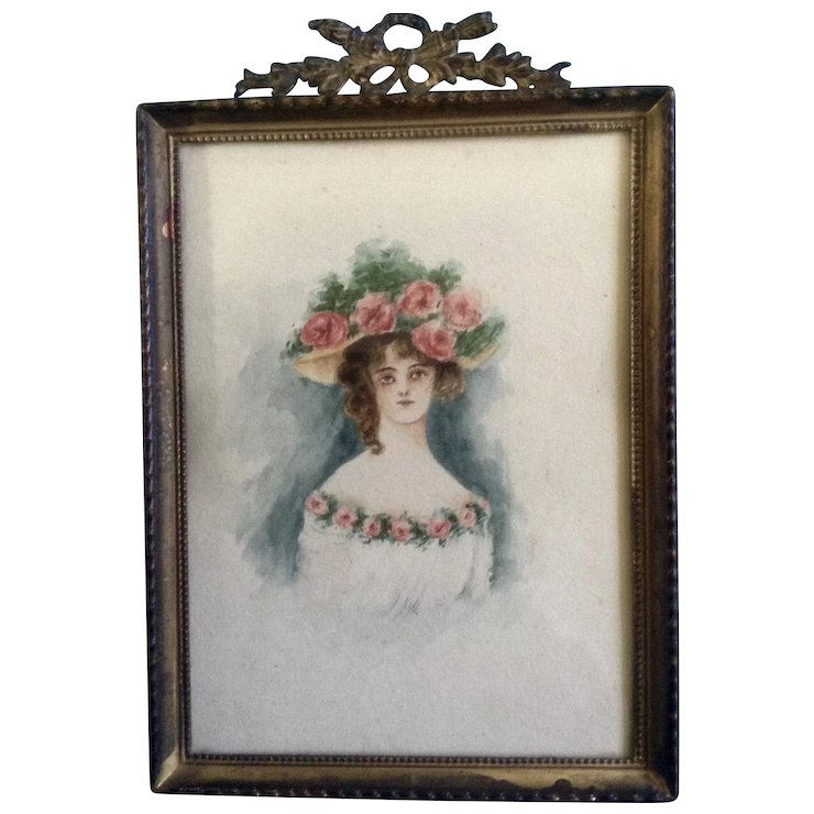 740x740 Civil War Watercolor Painting Woman With A Large Rose Hat, Works