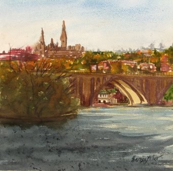 341x336 Theresa Miller Watercolors Key Bridge, Washington Dc
