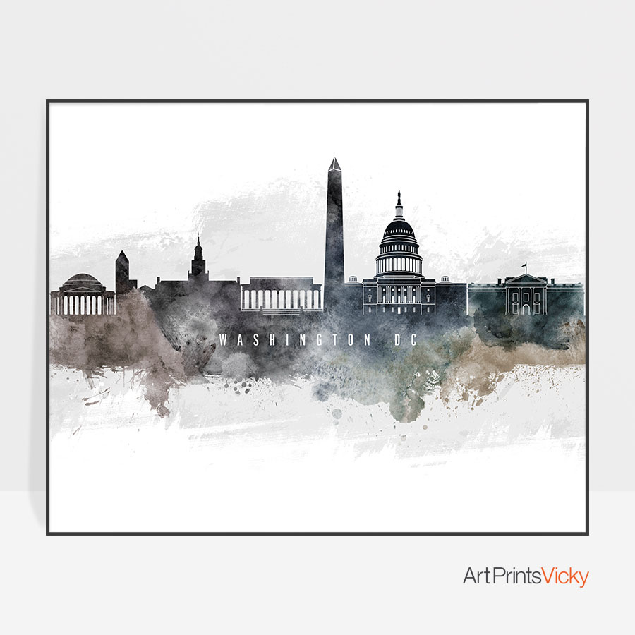 900x900 Washington Dc Art Poster Watercolor Artprintsvicky