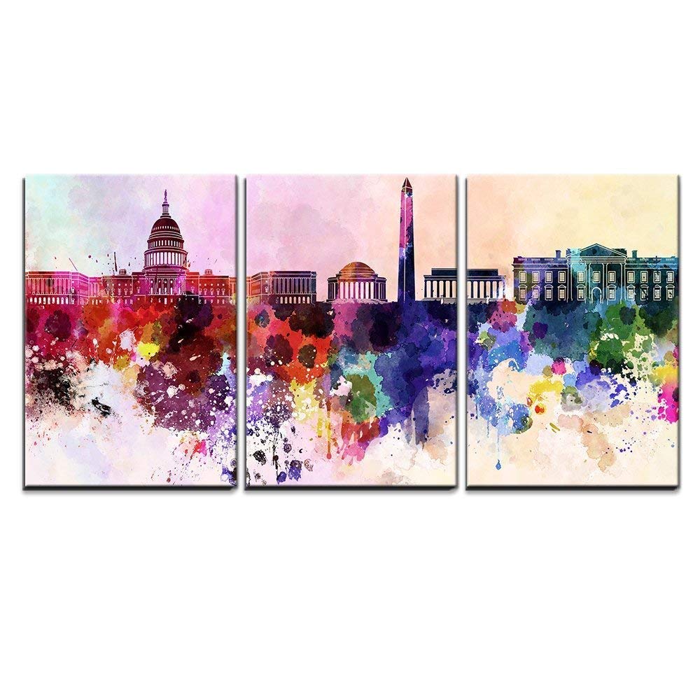 1000x1000 Washington Dc In Watercolor Wall Decor X3 Panels