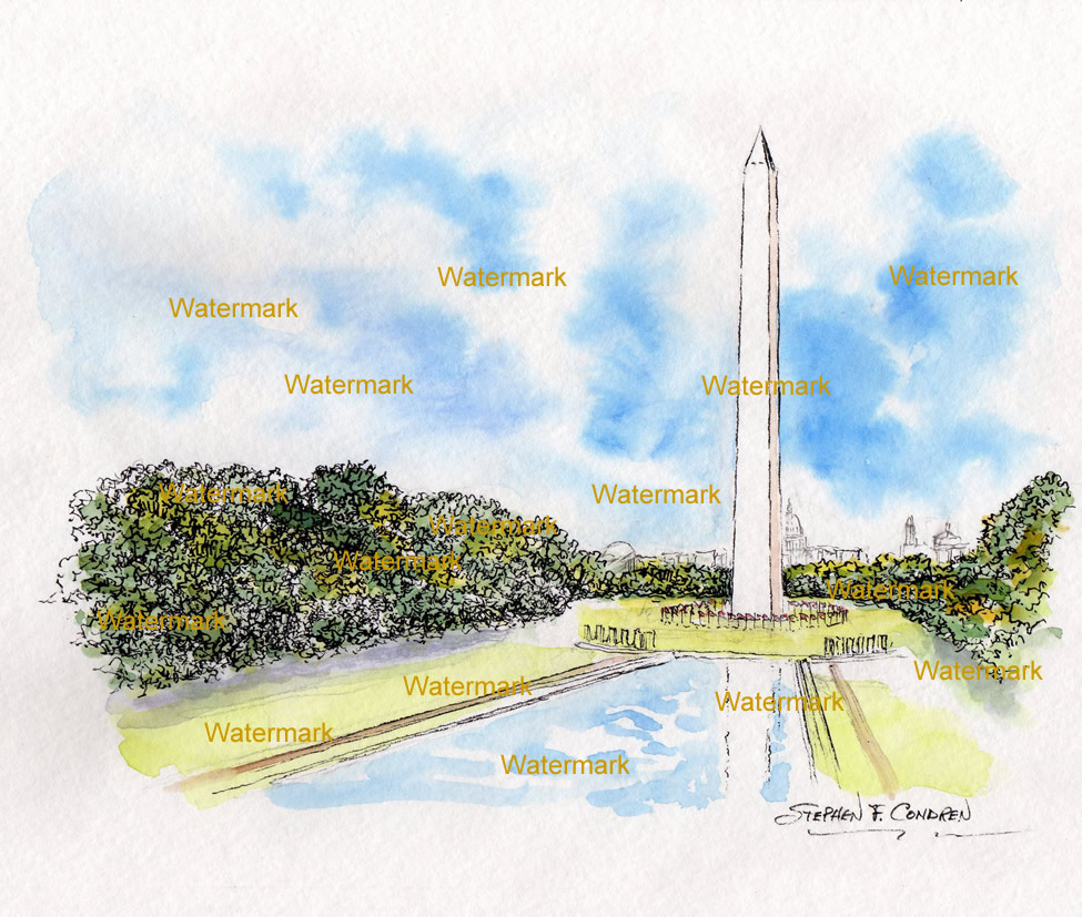 975x827 Washington Monument Watercolor Painting