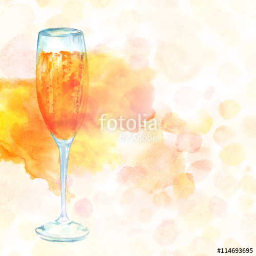 500x500 Elegant Watercolor Champagne Glass On Light Golden Texture With