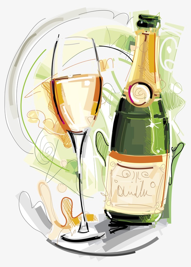 650x909 Hand Painted Watercolor Champagne, Watercolor Vector, Painting